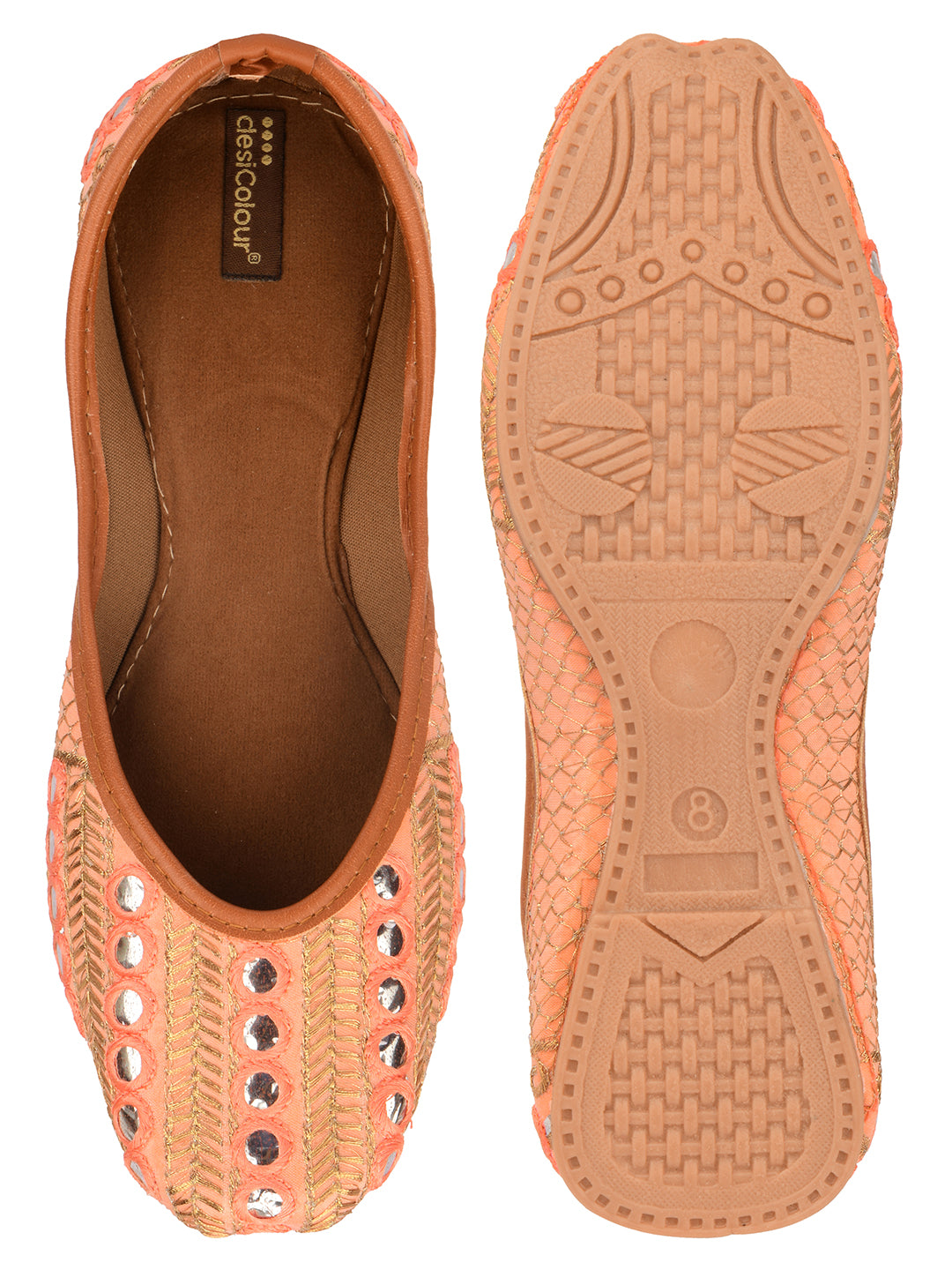 DESI COLOUR Women Peach Ethnic Punjabi Jutti