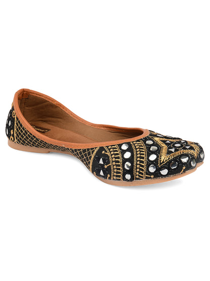 DESI COLOUR Women Black Ethnic Punjabi Jutti