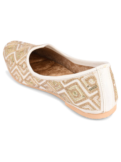 DESI COLOUR Mens Gold Ethnic Footwear/Punjabi Jutti