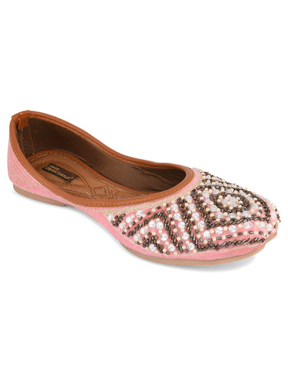 DESI COLOUR Women Pink Ethnic Punjabi Jutti