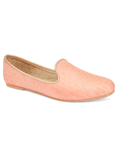 DESI COLOUR Mens Peach Ethnic Footwear/Punjabi Jutti