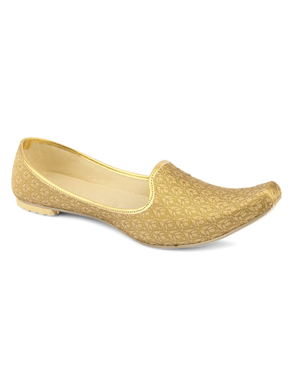 DESI COLOUR Mens Gold Ethnic Footwear/Punjabi Jutti