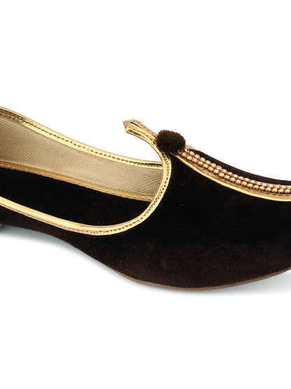 DESI COLOUR Mens Gold Ethnic Footwear/Punjabi Jutti