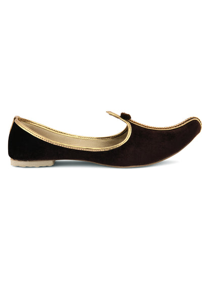 DESI COLOUR Mens Gold Ethnic Footwear/Punjabi Jutti