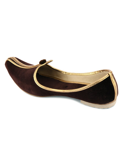 DESI COLOUR Mens Gold Ethnic Footwear/Punjabi Jutti