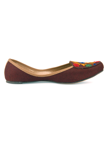 DESI COLOUR Women Maroon Ethnic Punjabi Jutti