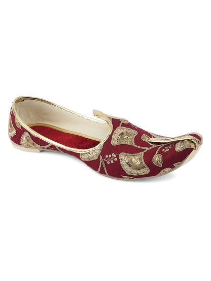 DESI COLOUR Mens Maroon Ethnic Footwear/Punjabi Jutti