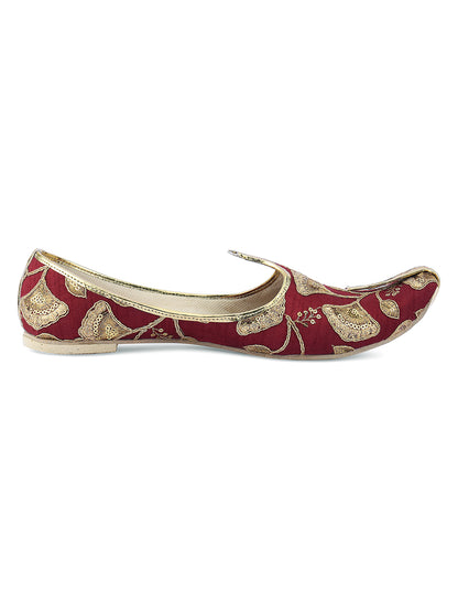 DESI COLOUR Mens Maroon Ethnic Footwear/Punjabi Jutti