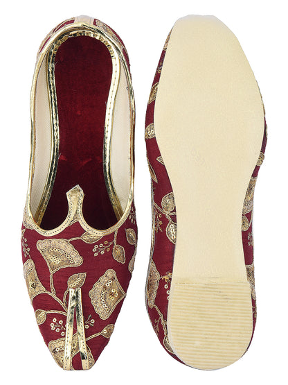 DESI COLOUR Mens Maroon Ethnic Footwear/Punjabi Jutti