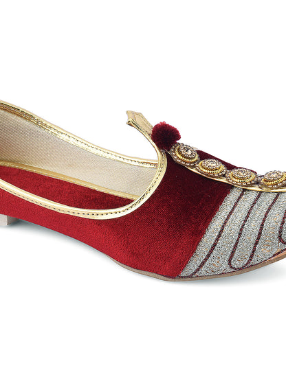 DESI COLOUR Mens Maroon Ethnic Footwear/Punjabi Jutti