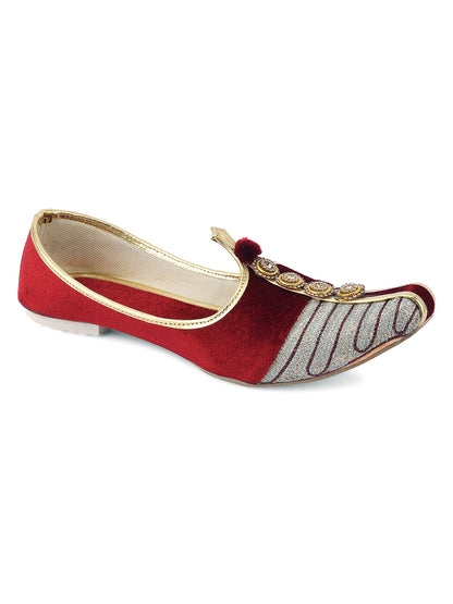 DESI COLOUR Mens Maroon Ethnic Footwear/Punjabi Jutti