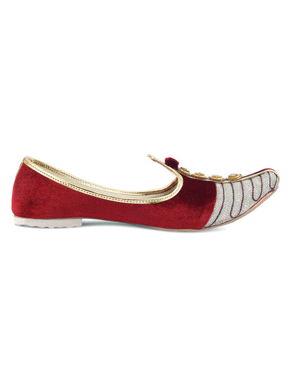 DESI COLOUR Mens Maroon Ethnic Footwear/Punjabi Jutti