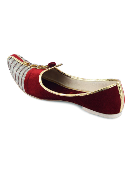 DESI COLOUR Mens Maroon Ethnic Footwear/Punjabi Jutti