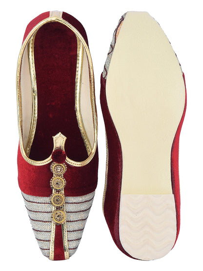 DESI COLOUR Mens Maroon Ethnic Footwear/Punjabi Jutti