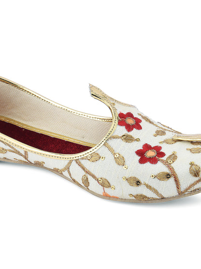 DESI COLOUR Mens White Ethnic Footwear/Punjabi Jutti