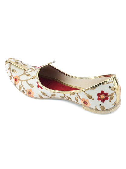 DESI COLOUR Mens White Ethnic Footwear/Punjabi Jutti