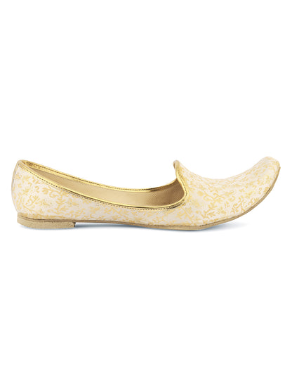 DESI COLOUR Mens Gold Ethnic Footwear/Punjabi Jutti