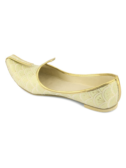 DESI COLOUR Mens Gold Ethnic Footwear/Punjabi Jutti