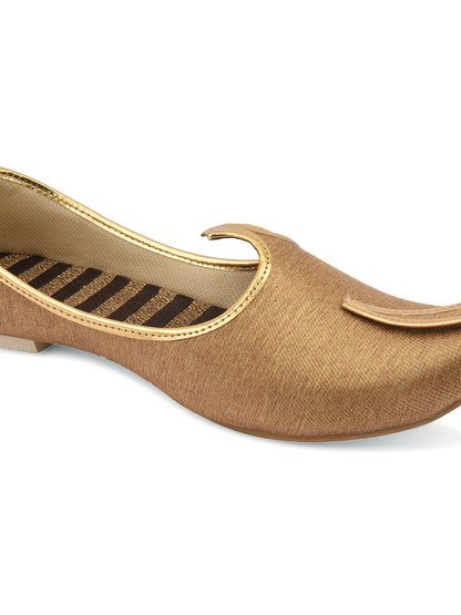 DESI COLOUR Mens Gold Ethnic Footwear/Punjabi Jutti