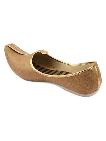 DESI COLOUR Mens Gold Ethnic Footwear/Punjabi Jutti