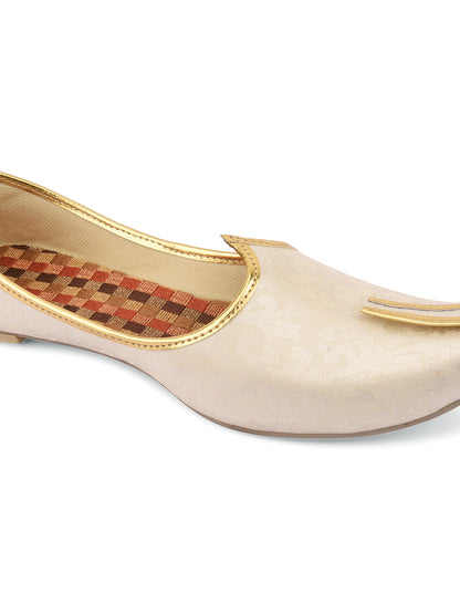 DESI COLOUR Mens Gold Ethnic Footwear/Punjabi Jutti