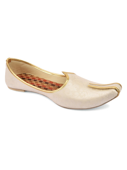 DESI COLOUR Mens Gold Ethnic Footwear/Punjabi Jutti