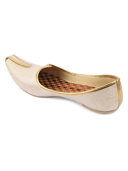 DESI COLOUR Mens Gold Ethnic Footwear/Punjabi Jutti