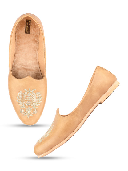 DESI COLOUR Mens Gold Ethnic Footwear/Punjabi Jutti