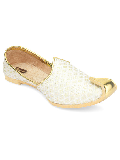 DESI COLOUR Mens Gold Ethnic Footwear/Punjabi Jutti