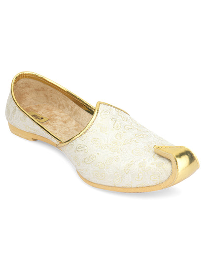 DESI COLOUR Mens White Ethnic Footwear/Punjabi Jutti