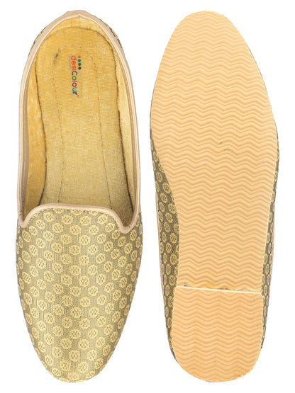 DESI COLOUR Mens Gold Ethnic Footwear/Punjabi Jutti