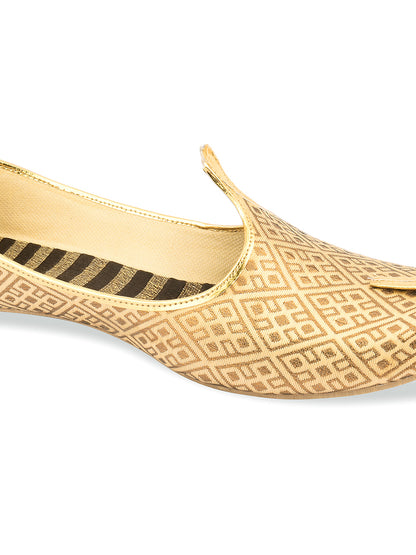 DESI COLOUR Mens Gold Ethnic Footwear/Punjabi Jutti