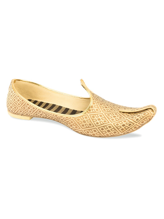 DESI COLOUR Mens Gold Ethnic Footwear/Punjabi Jutti