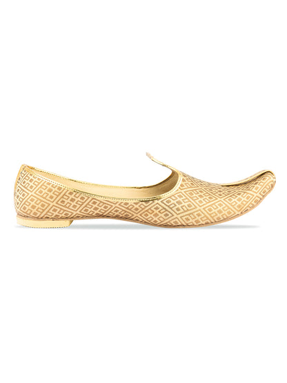 DESI COLOUR Mens Gold Ethnic Footwear/Punjabi Jutti