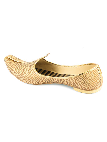 DESI COLOUR Mens Gold Ethnic Footwear/Punjabi Jutti