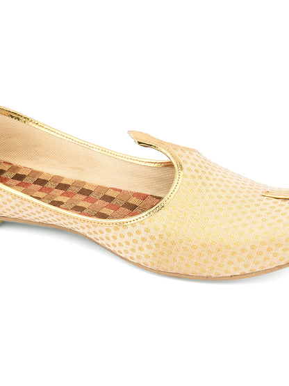 DESI COLOUR Mens Gold Ethnic Footwear/Punjabi Jutti