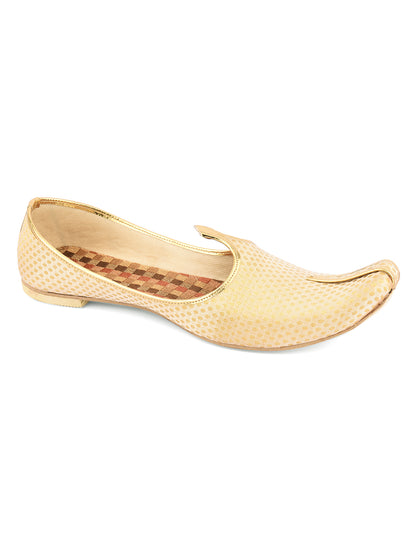 DESI COLOUR Mens Gold Ethnic Footwear/Punjabi Jutti