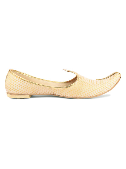 DESI COLOUR Mens Gold Ethnic Footwear/Punjabi Jutti