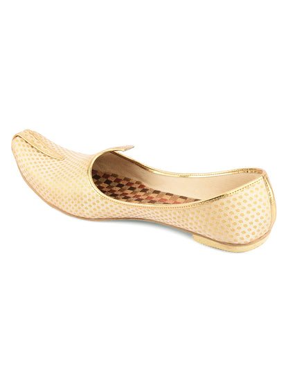 DESI COLOUR Mens Gold Ethnic Footwear/Punjabi Jutti