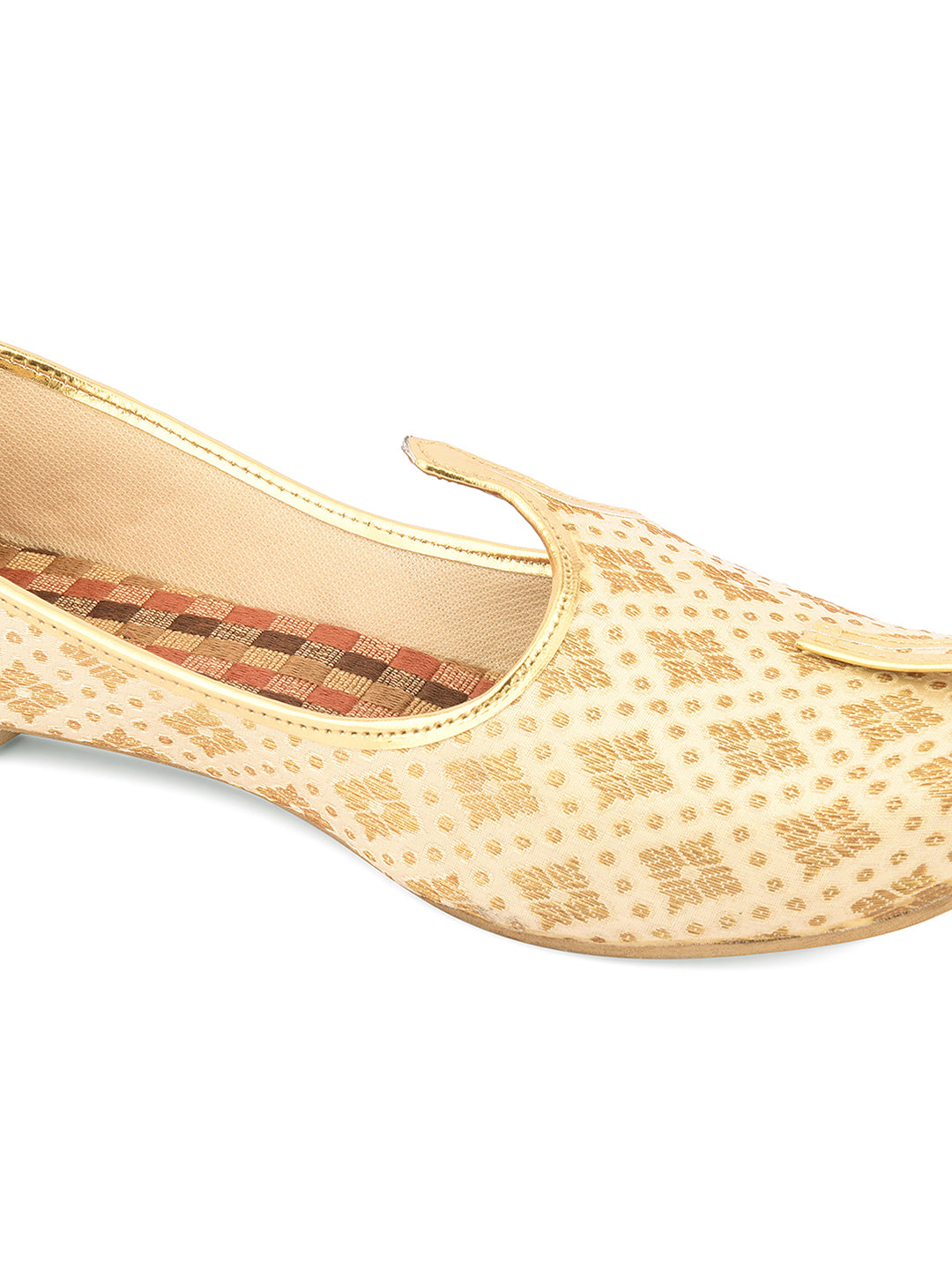 DESI COLOUR Mens Gold Ethnic Footwear/Punjabi Jutti