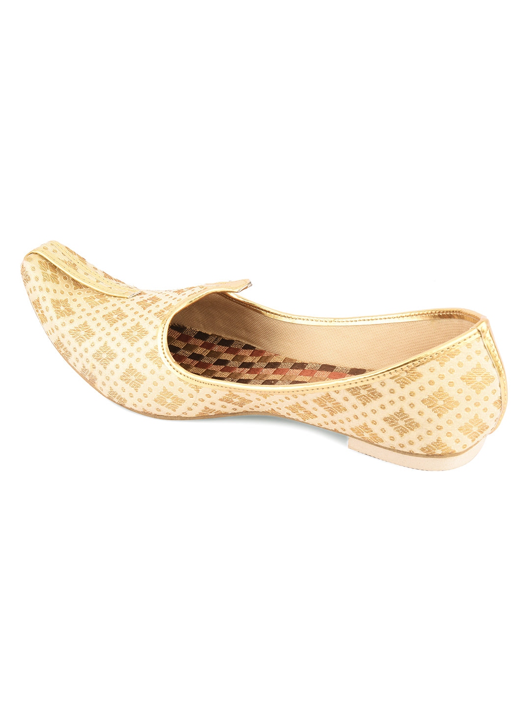 DESI COLOUR Mens Gold Ethnic Footwear/Punjabi Jutti