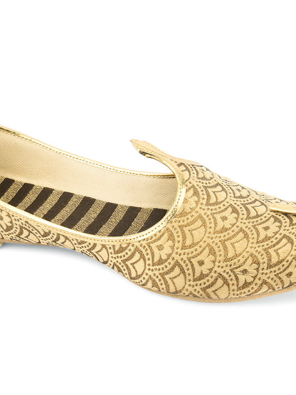 DESI COLOUR Mens Gold Ethnic Footwear/Punjabi Jutti