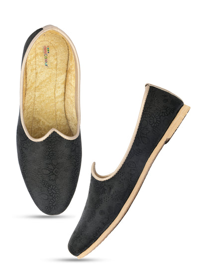 DESI COLOUR Mens Gold Ethnic Footwear/Punjabi Jutti