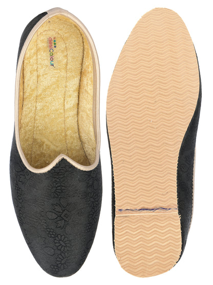 DESI COLOUR Mens Gold Ethnic Footwear/Punjabi Jutti