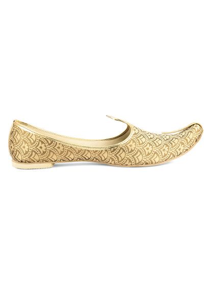 DESI COLOUR Mens Gold Ethnic Footwear/Punjabi Jutti