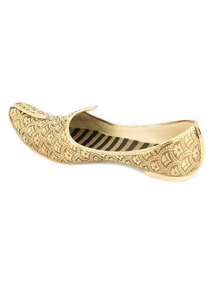 DESI COLOUR Mens Gold Ethnic Footwear/Punjabi Jutti