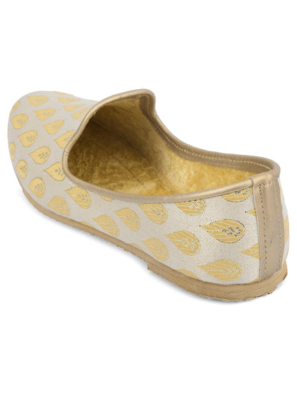 DESI COLOUR Mens Gold Ethnic Footwear/Punjabi Jutti