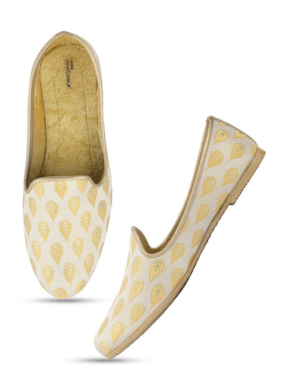 DESI COLOUR Mens Gold Ethnic Footwear/Punjabi Jutti