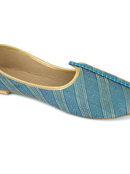 DESI COLOUR Mens Blue Ethnic Footwear/Punjabi Jutti