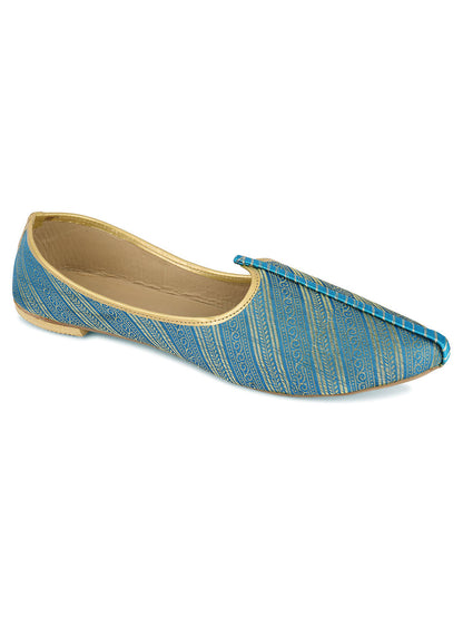 DESI COLOUR Mens Blue Ethnic Footwear/Punjabi Jutti